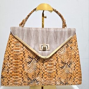 Elegant Tan and Cream Satchel